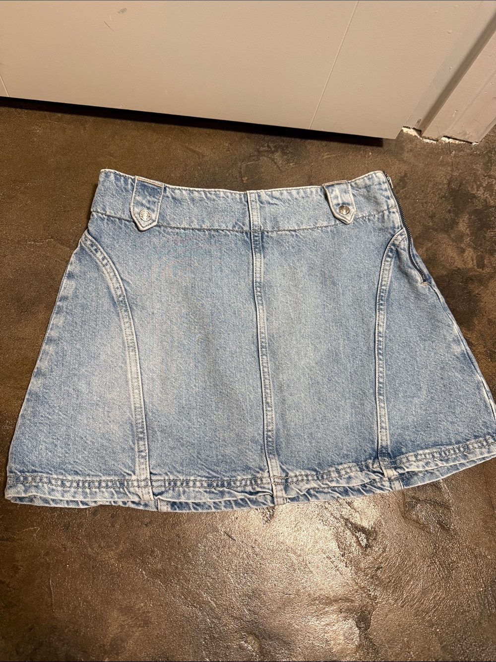 We The Free Light Blue Denim Mini Skirt